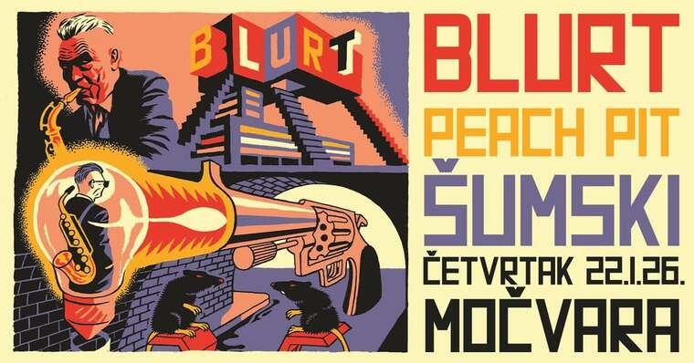 Pogo jazz noir koncert – Blurt, Šumski i Peach Pit u Močvari